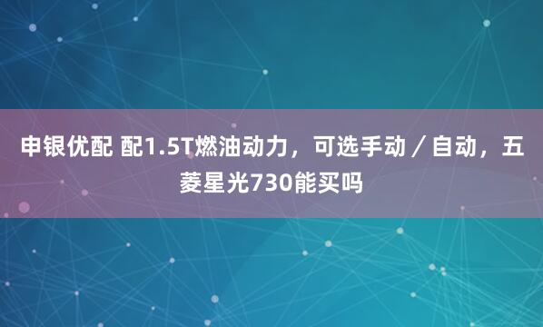 申银优配 配1.5T燃油动力，可选手动／自动，五菱星光730能买吗