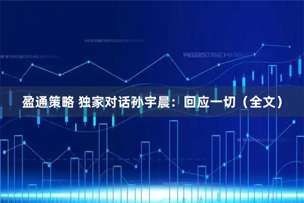 盈通策略 独家对话孙宇晨：回应一切（全文）